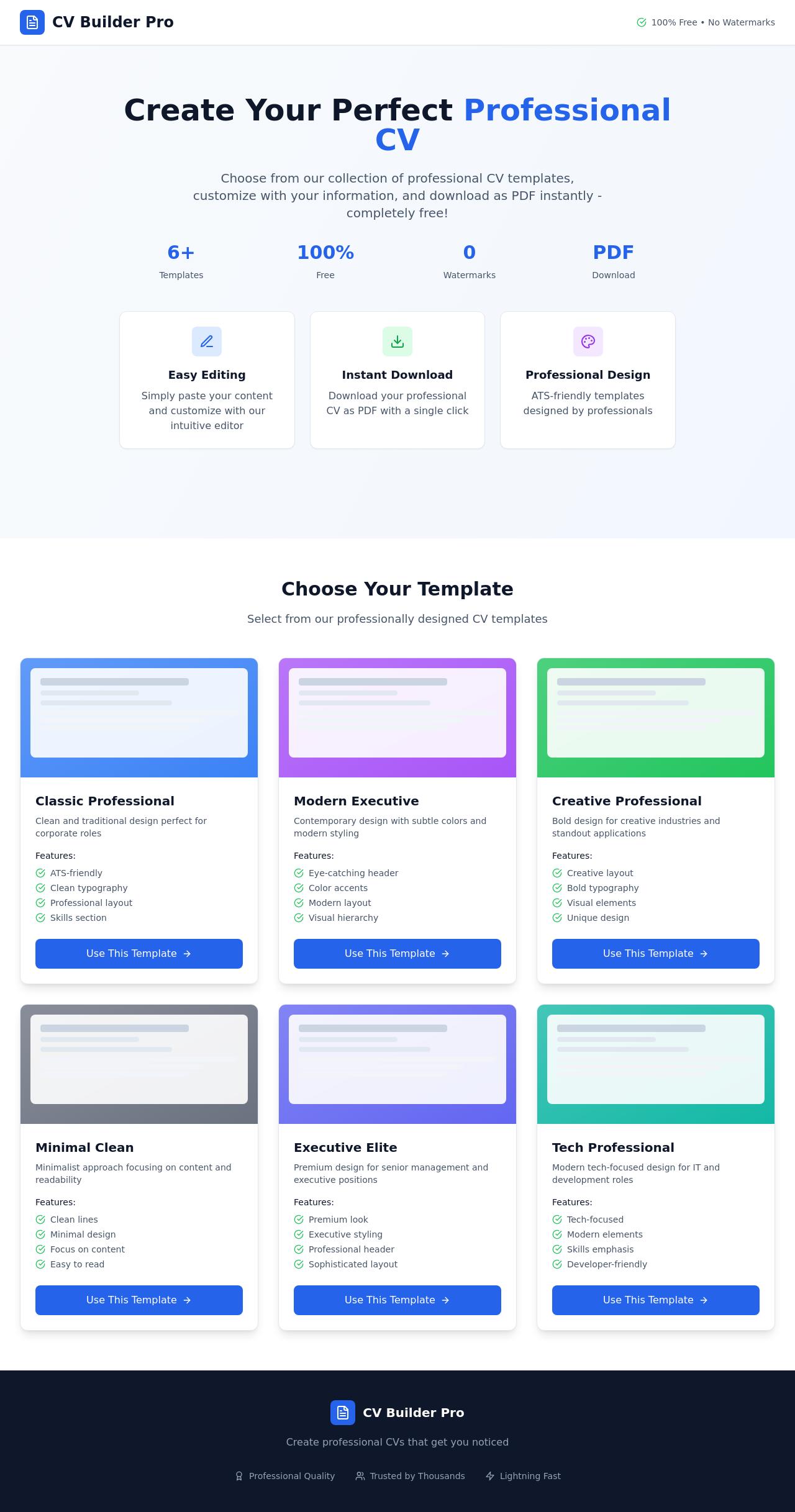 CV Builder Screenshot